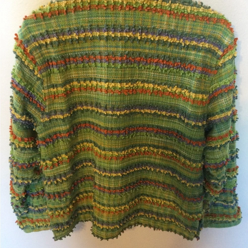 Anu By Natural Multicolored Chic Green Jacket Blazer Office Party Size Medium - Picture 8 of 9